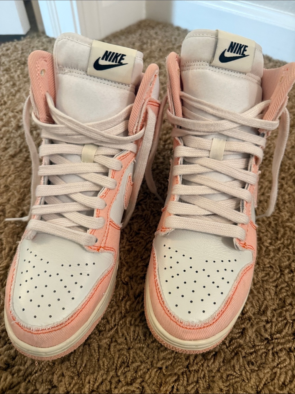 Nike Women’s High-Top Sneakers in Light Pink and Cream